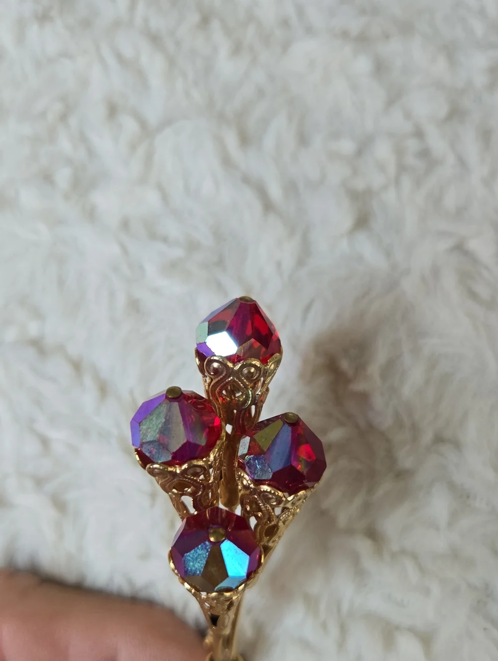 Gold Bouquet Decorative Picks with Red Crystal Accents